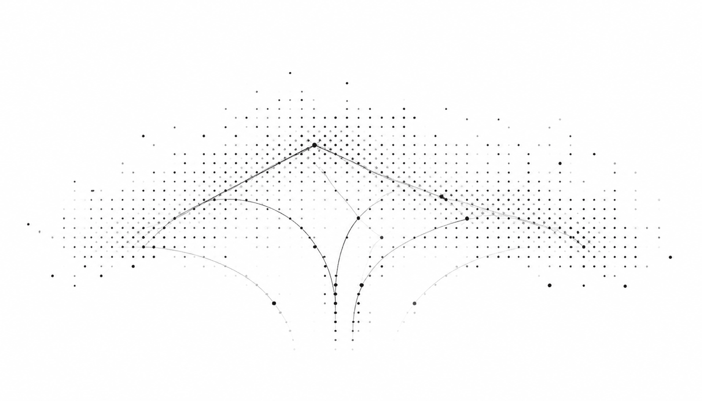 Abstract halftone signal made of delicate black points and connecting lines